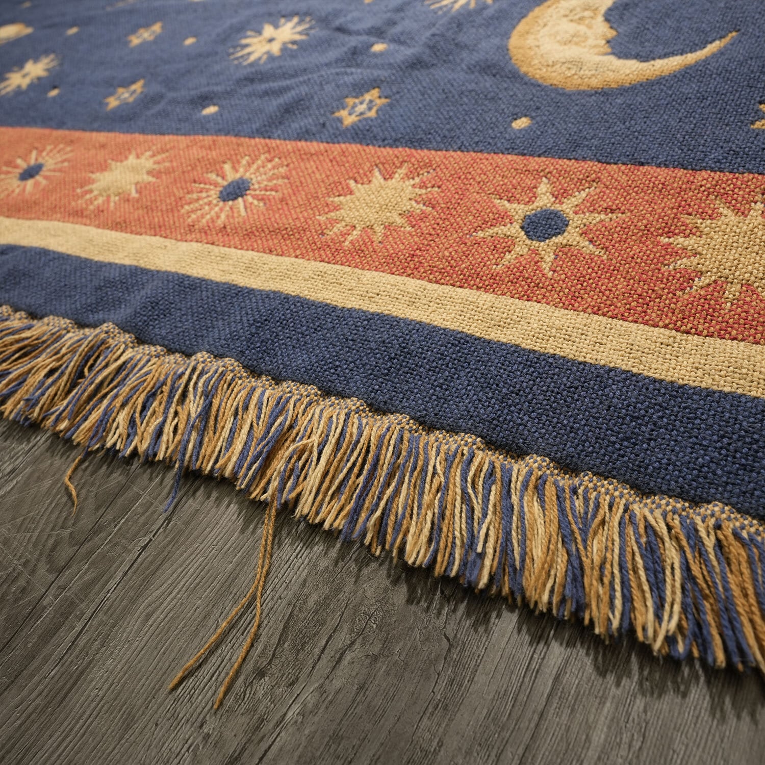 ヴィンテージ ラグ サン＆ムーン 太陽と月 天体デザイン ジャカード