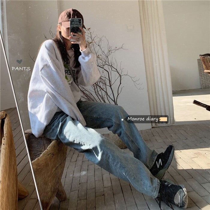 薄手パンツ ジーンズ スプリングルーズ 春物 モンロー90871614992
