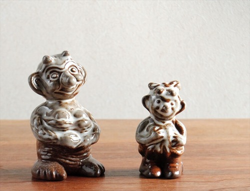 デンマークのブロカントから 陶器 トロールのオブジェ 2体セット 北欧雑貨 置物 人形 ヴィンテージ アンティーク ig2378