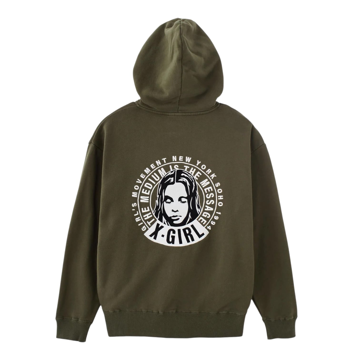 【x-girl】CIRCLE MESSAGE AND FACE ZIP UP SWEAT HOODIE【エックスガール】