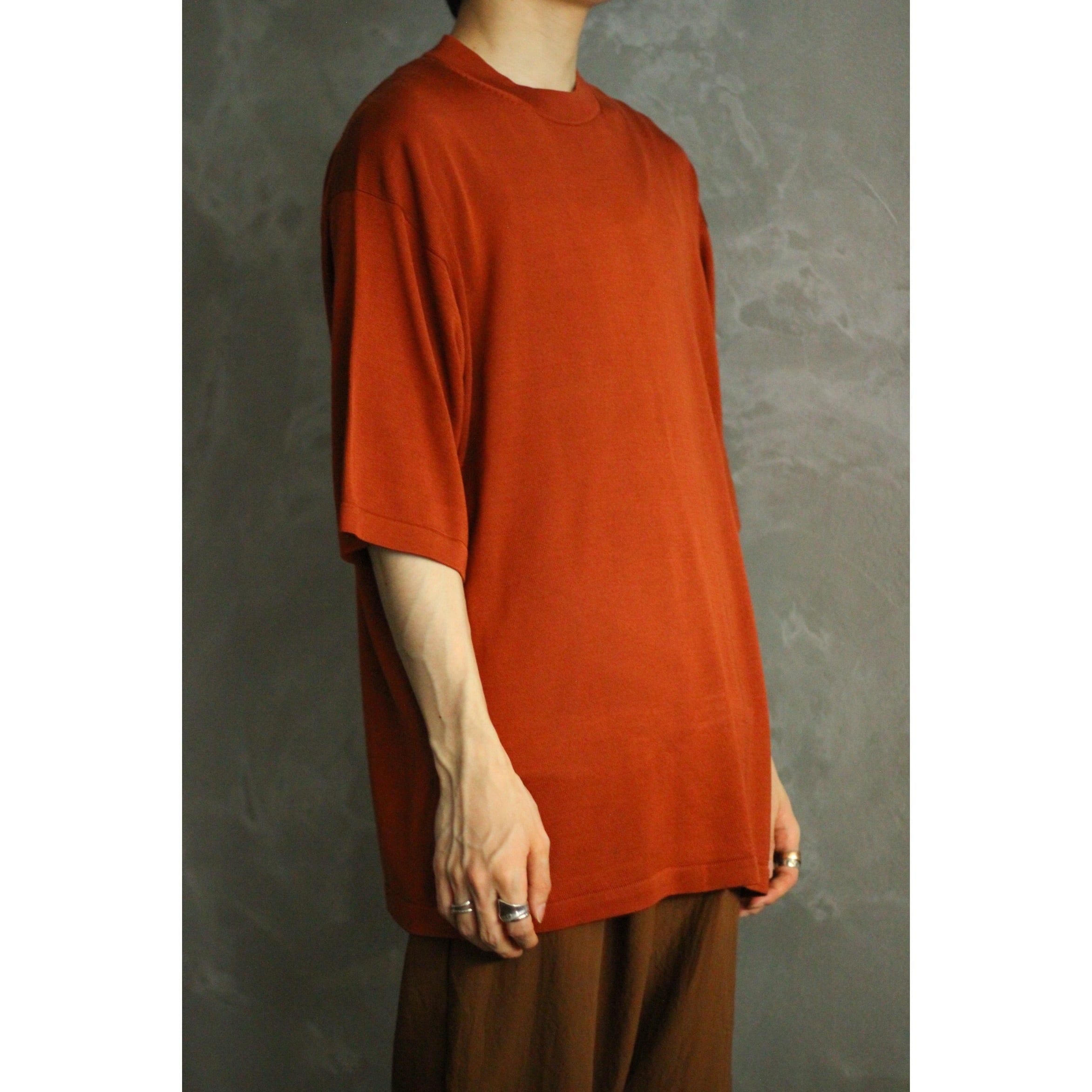 S/S シルク バーミリオンオレンジ サマーニットTシャツ 【0560】 | cv