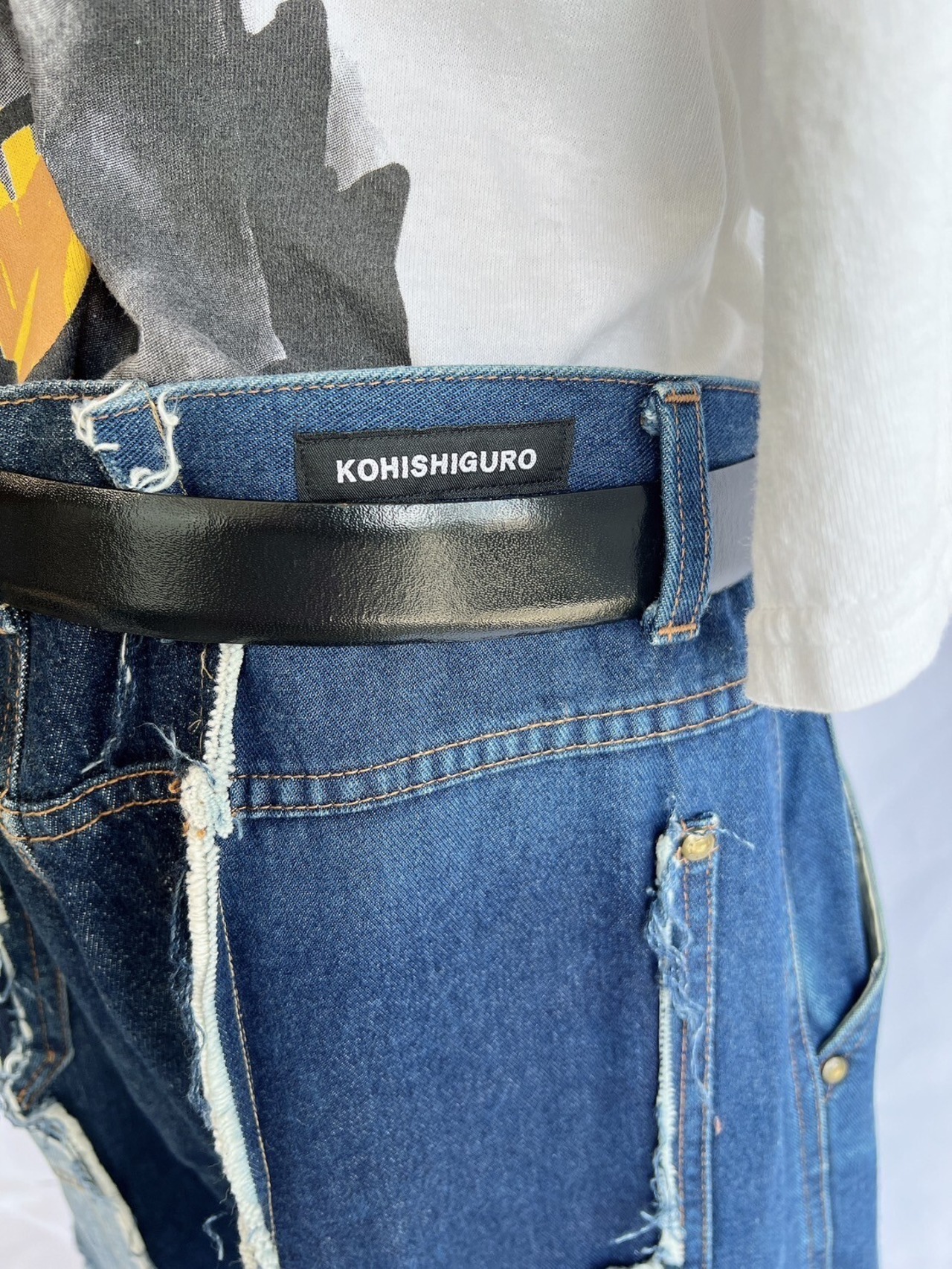 【KOH ISHIGURO】upcycled denim patchwork wide pants - 6