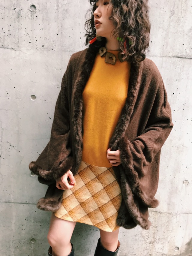 Vintage chocolate color knit cape ( ヴィンテージ  焦げ茶 ニット ケープ )