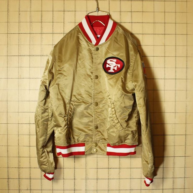90s USA製 STARTER NFL ナイロンスタジャン ゴールド SANFRANCISCO 