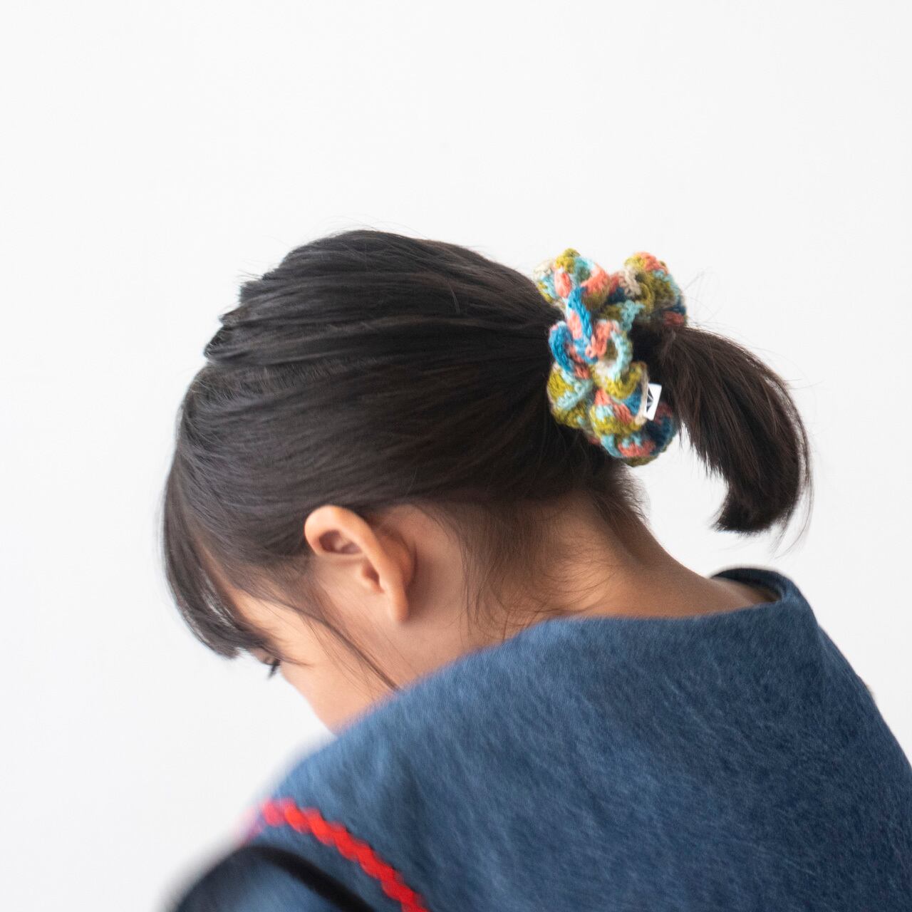 ニットシュシュ 【マルチオレンジ】ブランド 子供 春 夏 ヘア