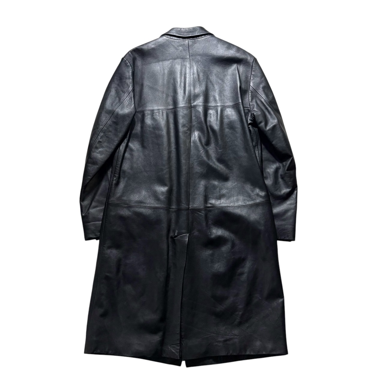 vintage VERRI black leather long coat