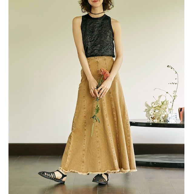 Retro Yellow Long Skirt KRE1648