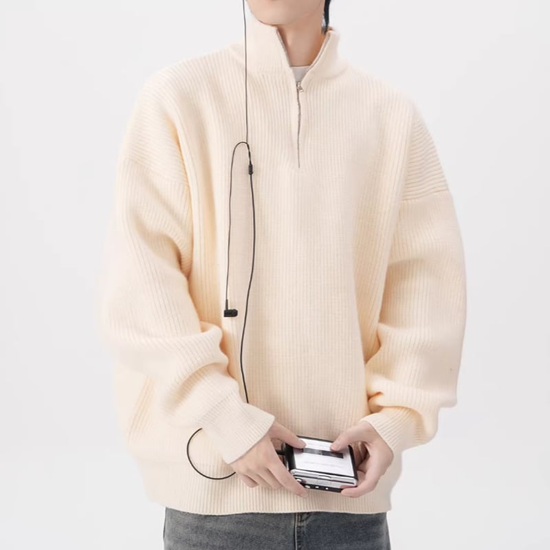 ソフトリブ ハーフジップ ニットプルオーバー 3カラー LB1700