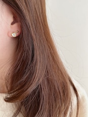 SS ハートストーンピアス