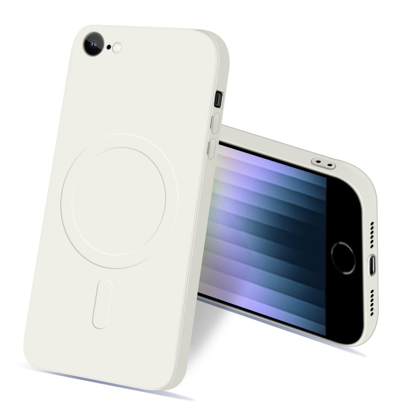bjnosdv iPhoneSE3/iPhoneSE2/8/7用ケース MagSafeアクセサリー対応 シリコン 耐衝撃(オフホワイト)