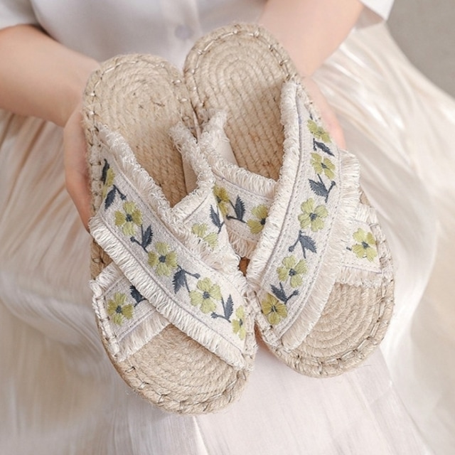 【4color】【22.5～25cm】ethnic style cross design sandal p995