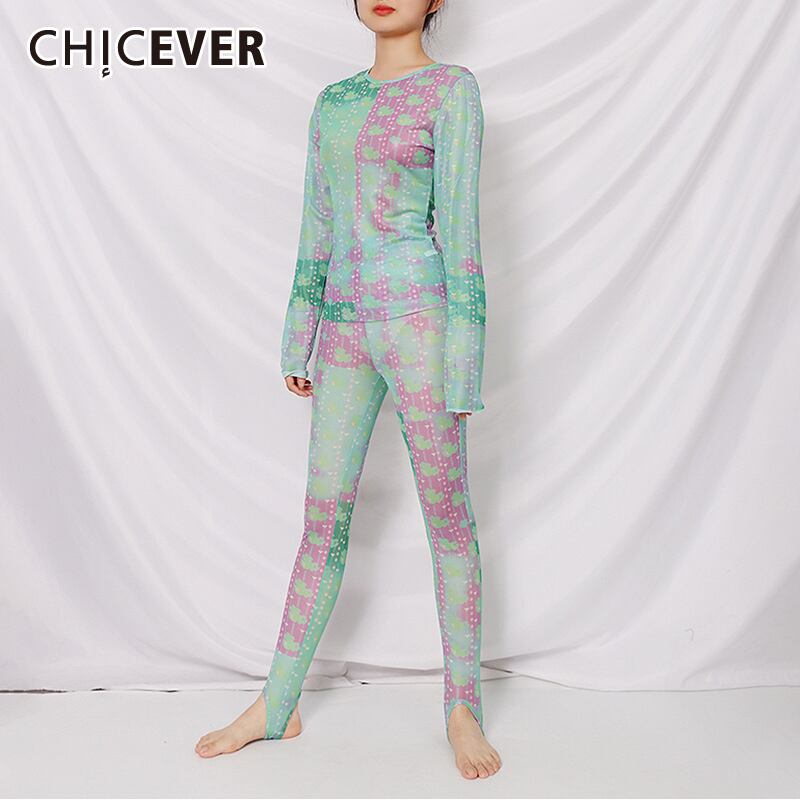 CHICEVERヒットカラーウーブンTシャツレディースOネックロングスリーブラージサイズプリントTシャツ2021タイド 長袖 大きめサイズ 6base57607244013