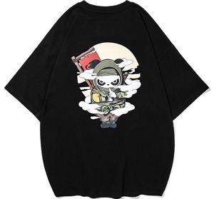 SALE 送料無料【HIPANDA ハイパンダ】レディース 忍者 Tシャツ WOMEN'S NINJA  BIG SIZE SHORT SLEEVED T-SHIRT / BEIGE・BLACK・RED