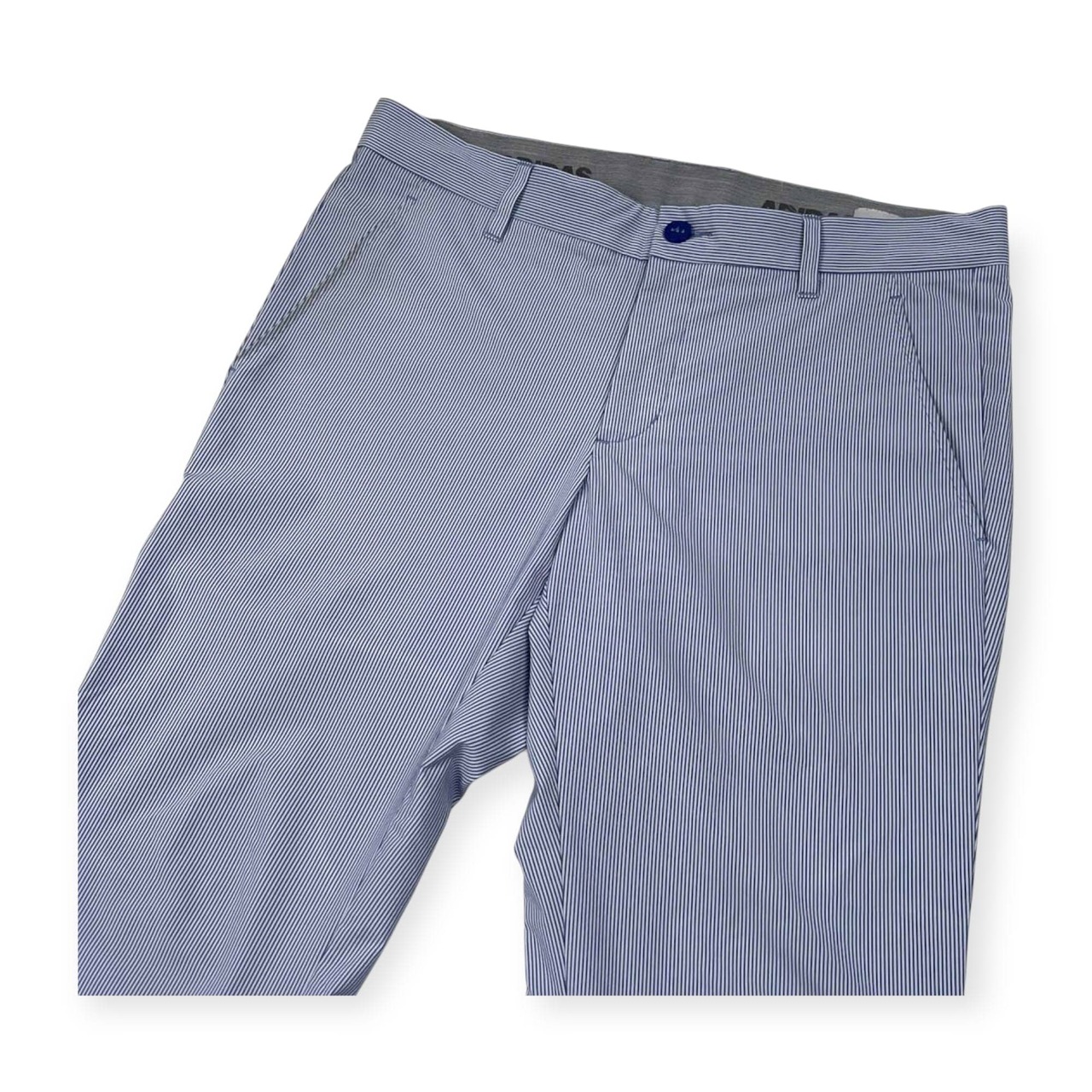 adidas アディダス ADICROSS ストライプ ドライ スラックスパンツ サイズ L /ホワイト×ブルー/ゴルフ/スポーツ