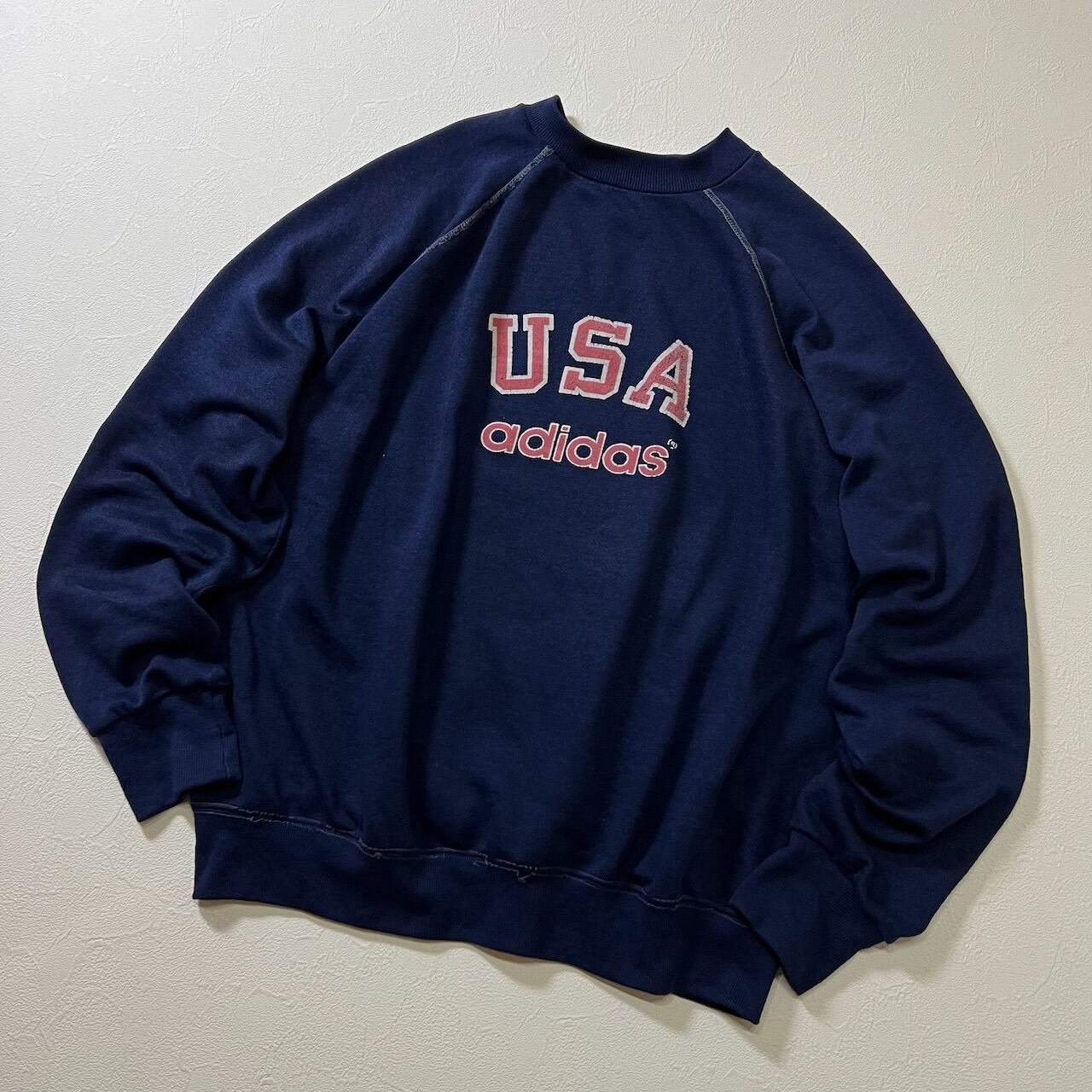 80s USA adidas ラグラン スウェット トレーナー アディダス ネイビー