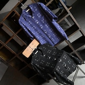 OLD JOE / ORIGINAL PRINTED OPEN COLLAR SHIRTS (Square Dot) Short-sleeve