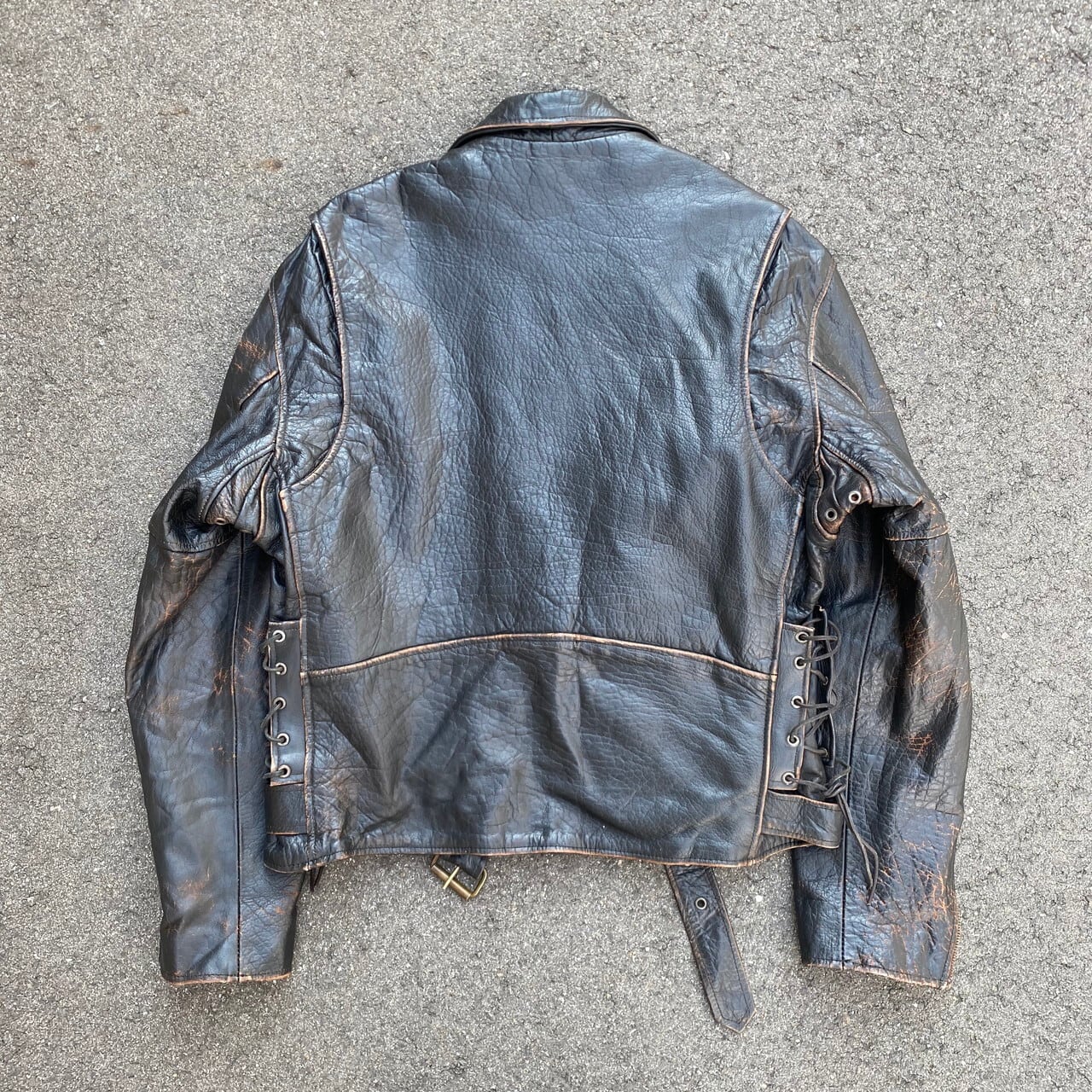 ビッグサイズ ヴィンテージ Screamin Eagle 茶芯 アメリカン ダブルライダースジャケット レザージャケット メンズxl 2xl相当 古着 ダークブラウン 茶色 アメジャン 革ジャン 大きいサイズ ブルゾン ジャケット Cave 古着屋 公式 古着通販サイト