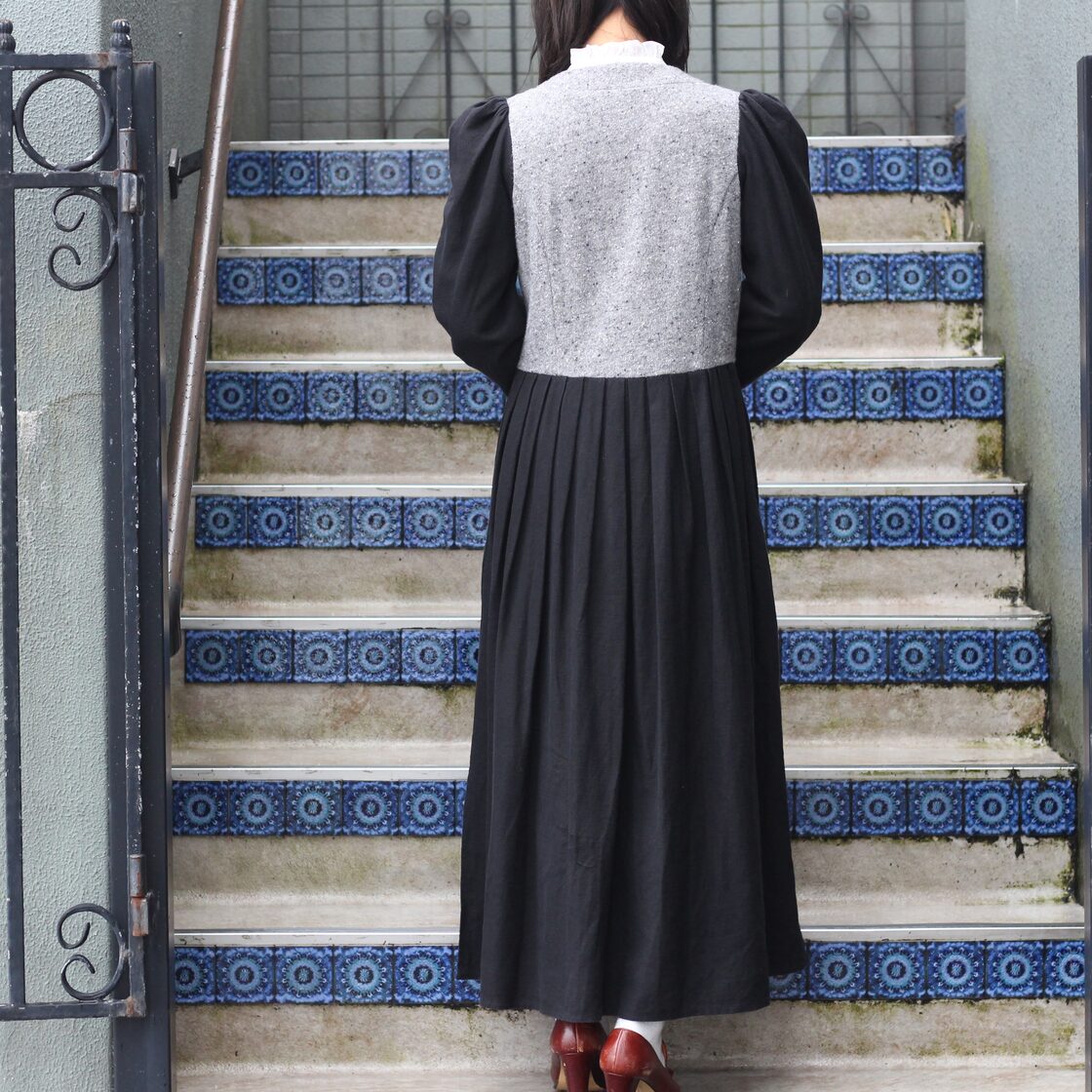 SPECIAL ITEM* EU VINTAGE 2TONE DESIGN LINEN KNIT TYROLEAN ONE 