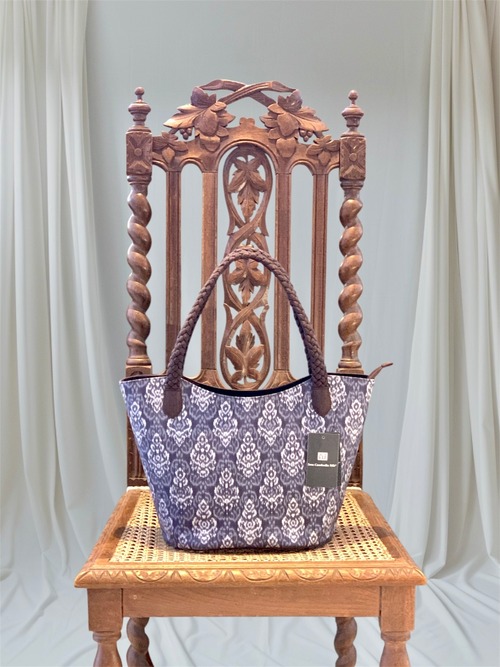 バッグ　シルクバッグ　軽いバッグ　ソウタカンボジアシルク　カンボジアシルク　シルク　着物バッグ　バッグ　ブラウン　