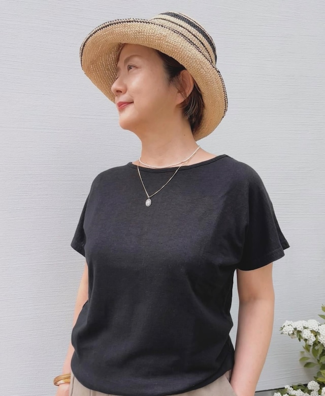 吊り編み　半袖 インレー編み　Tシャツ