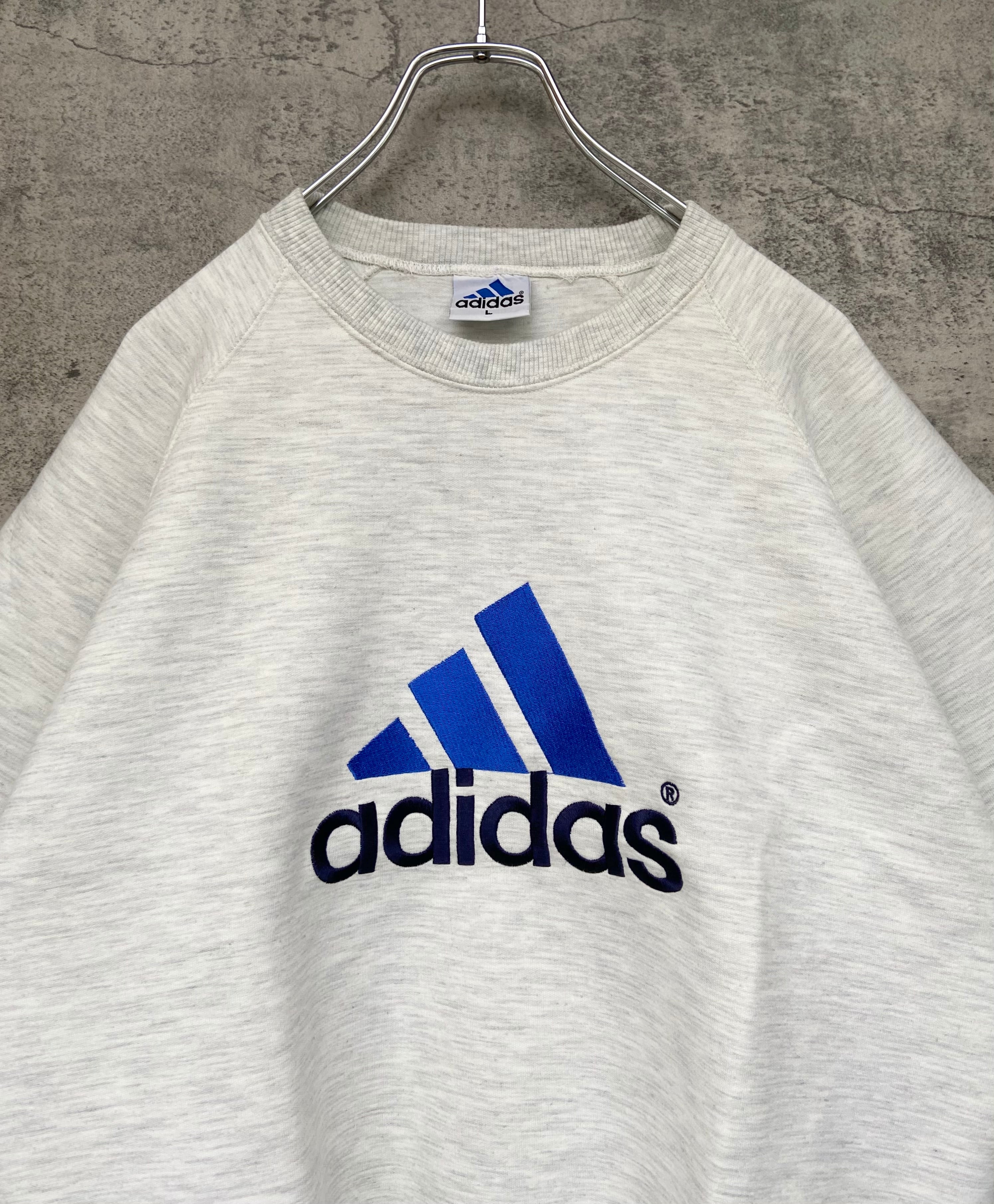 90s古着 adidas/アディダス 刺繍スウェットパフォーマンスロゴ 霜降りトレーナー