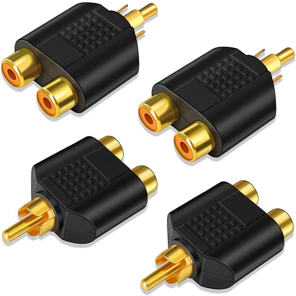 RCA 分配 アダプター ビデオ オーディオ 2分岐アダプター 変換プラグ