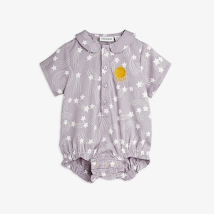 【26SS】minirodini( ミニロディーニ )Starfall aop woven body(68-74/80-86)ロンパース ガーゼ 星
