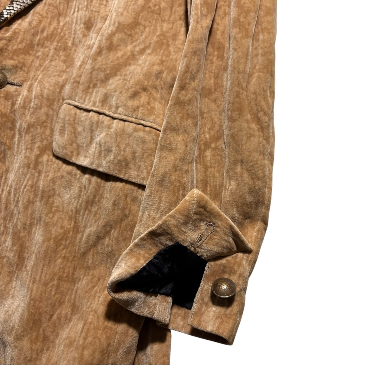 SCHORL python leather switching tapestry pattern velvet tailored jacket
