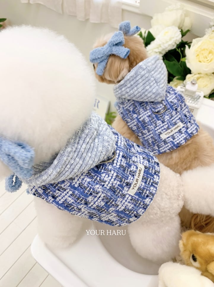 S.M/即納【yourharu】Snowy tweed poncho Blue