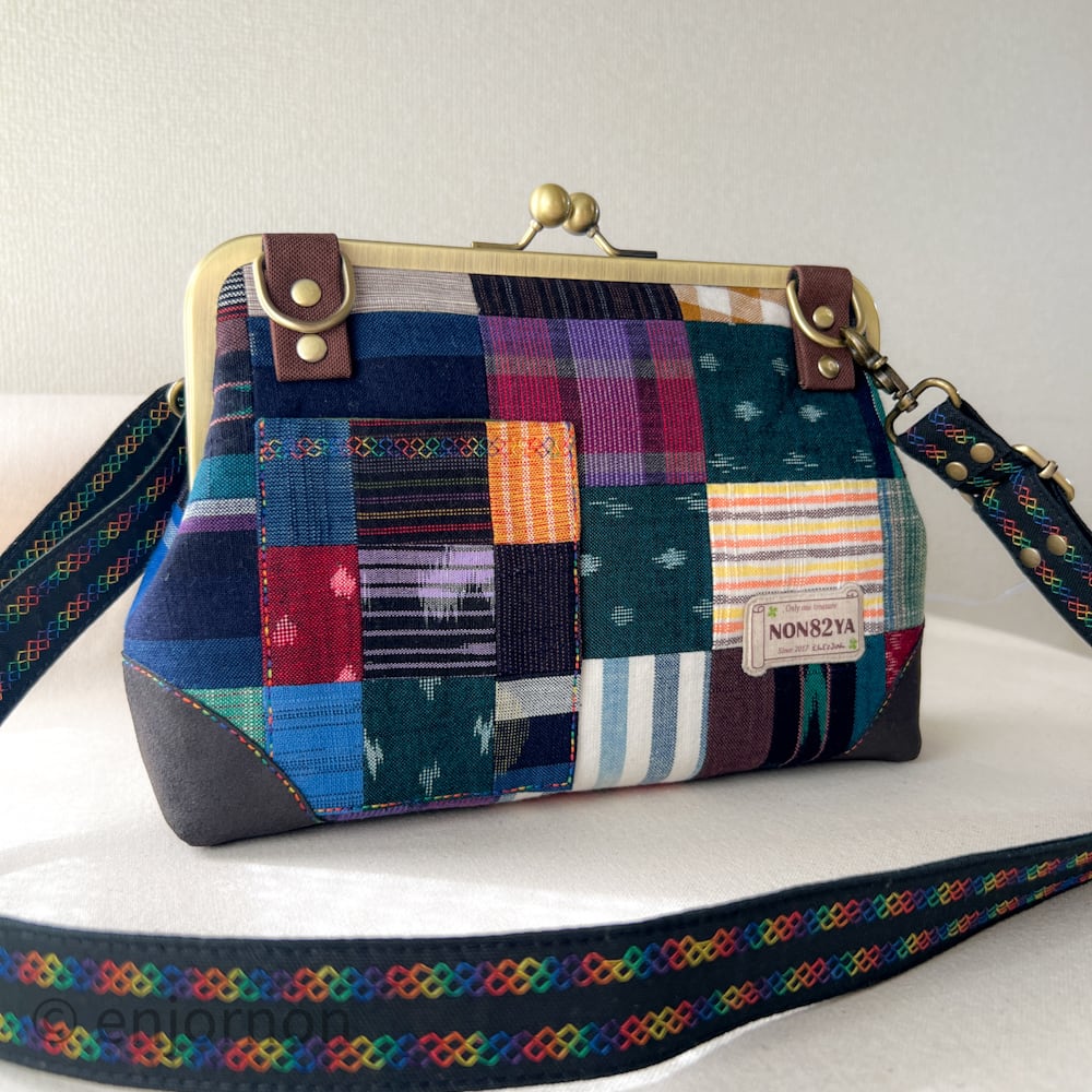 久留米絣パッチワークのがま口バッグ | がま口【 のんぱち屋 】