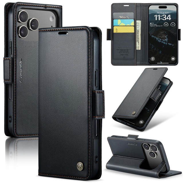 ReHowy PUレザー ケース iPhone 18 Pro Max/iPhone 17 Pro Max 対応 ケース 手帳型 ブラック