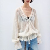 Voile Drawstring Knit Cardigan F0566