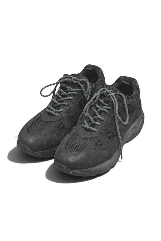 “OFFICINE CREATIVE” Black Leather & Mesh Technical Sneakers Made in ITALY