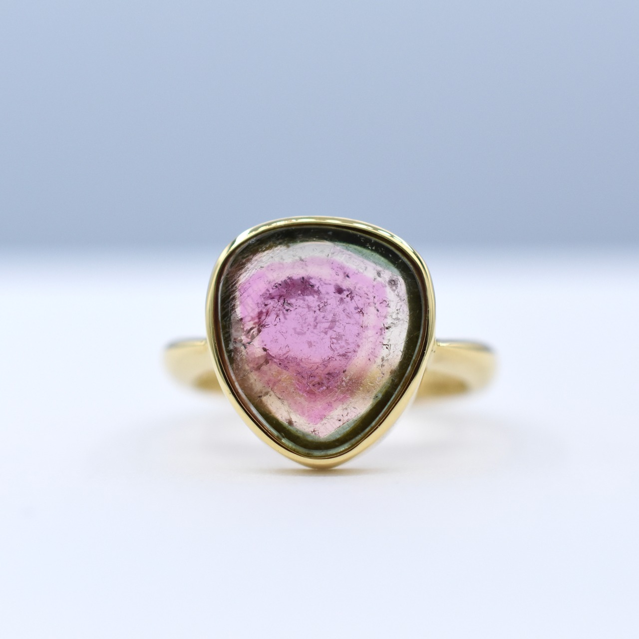 1点物❗️ウォーターメロントリマリン 18K イエローゴールド リング  