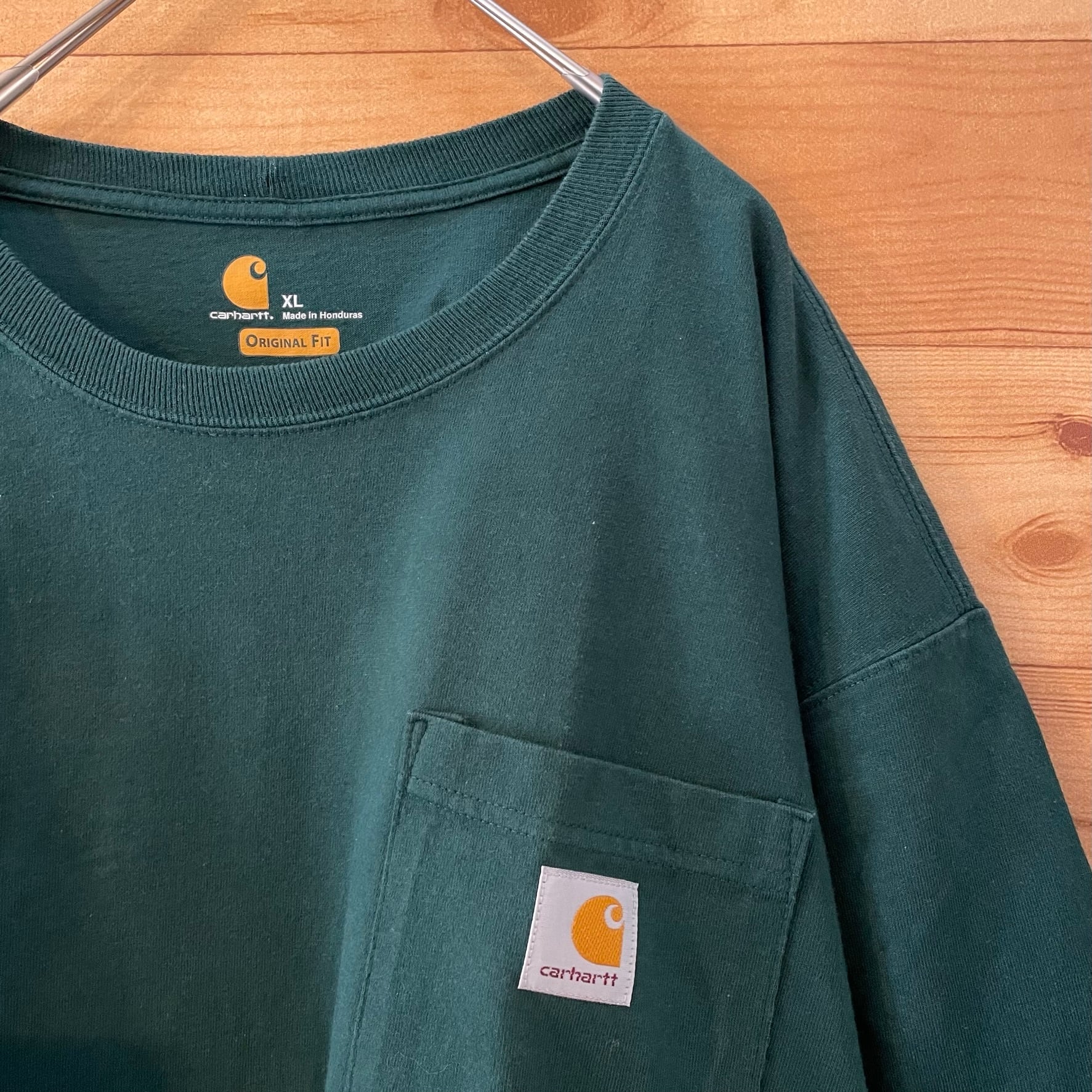 Carhartt】ロゴ ポケットTシャツ ディープグリーン X-Large ビッグ