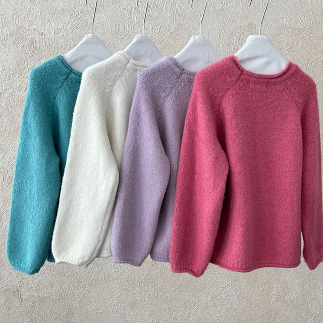 round neck drop shoulder knit J00107