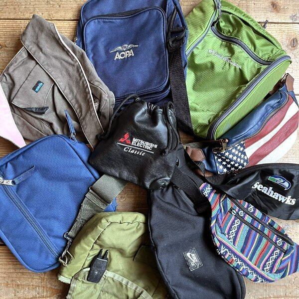 1点物◇ジャンスポーツ紺ポーチ旅行用ミニバッグ古着メンズレディース