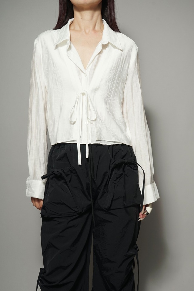 LAYERED TIE BLOUSE (WHITE) 2403-82-91