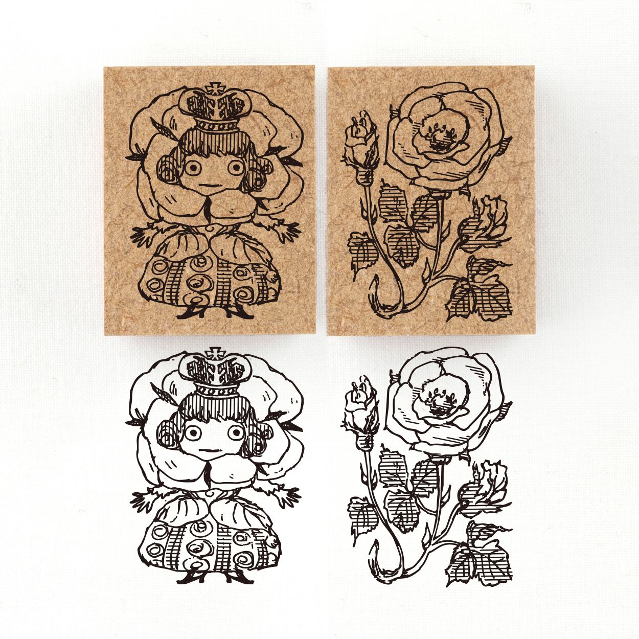 『バラの精霊 ロゼル Roselle』花の精霊フローラニマ達のスタンプ 26×34mm