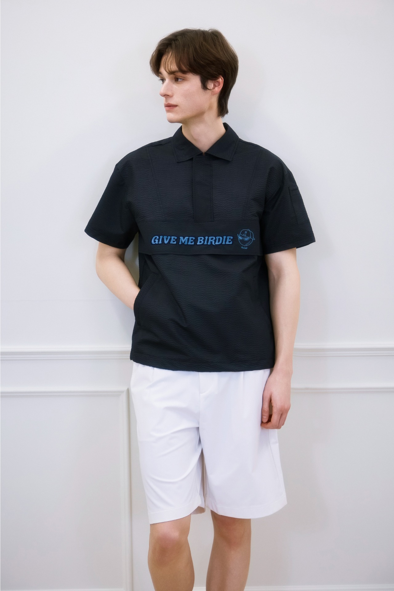 GOXO ゴーエックスオー ギブミーバーディライトフィット半袖アノラック ネイビー