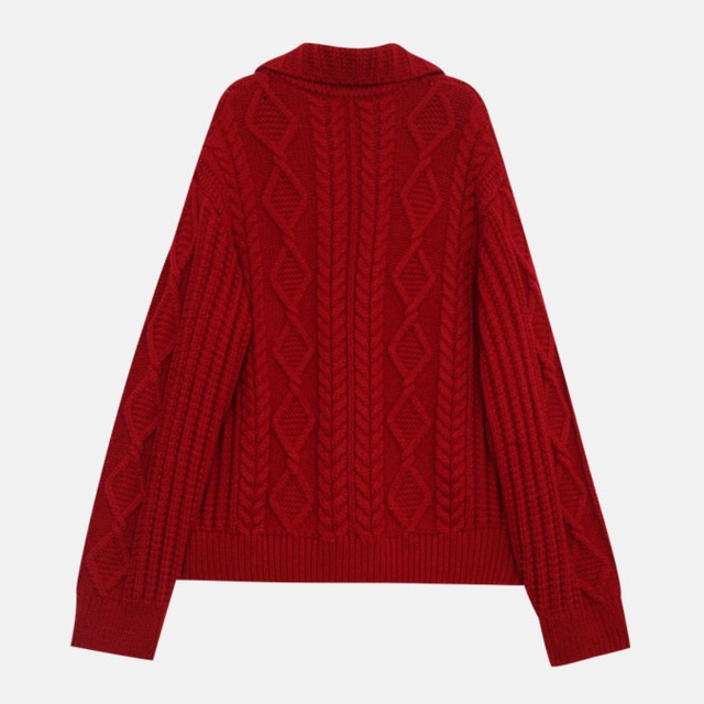 cable-knit cardigan　J00366