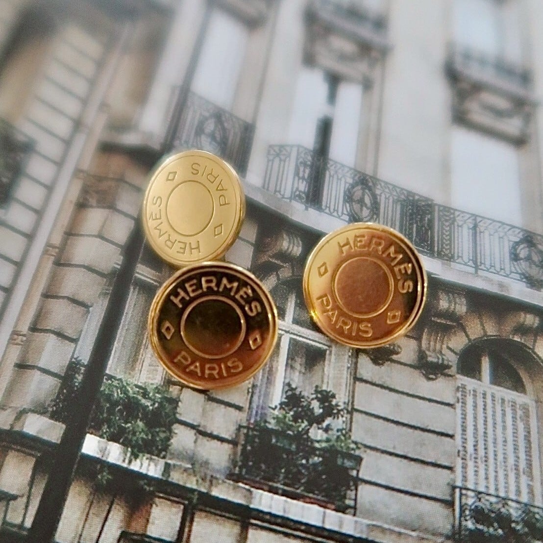 VINTAGE HERMES BUTTON】セリエ ゴールド ボタン 12mm H-26001