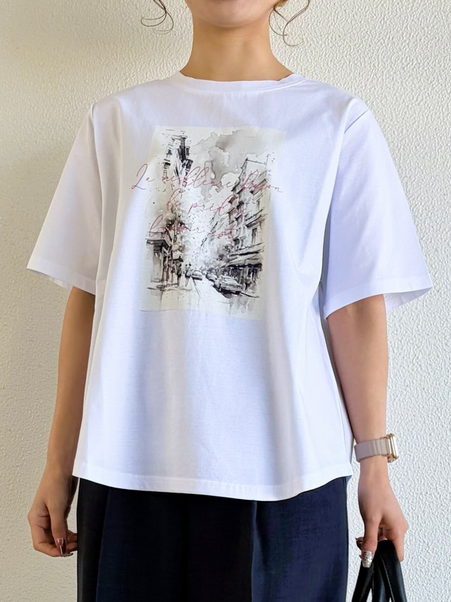 =【9286KT】シルケット天竺風景画Tシャツ（9107-63040）