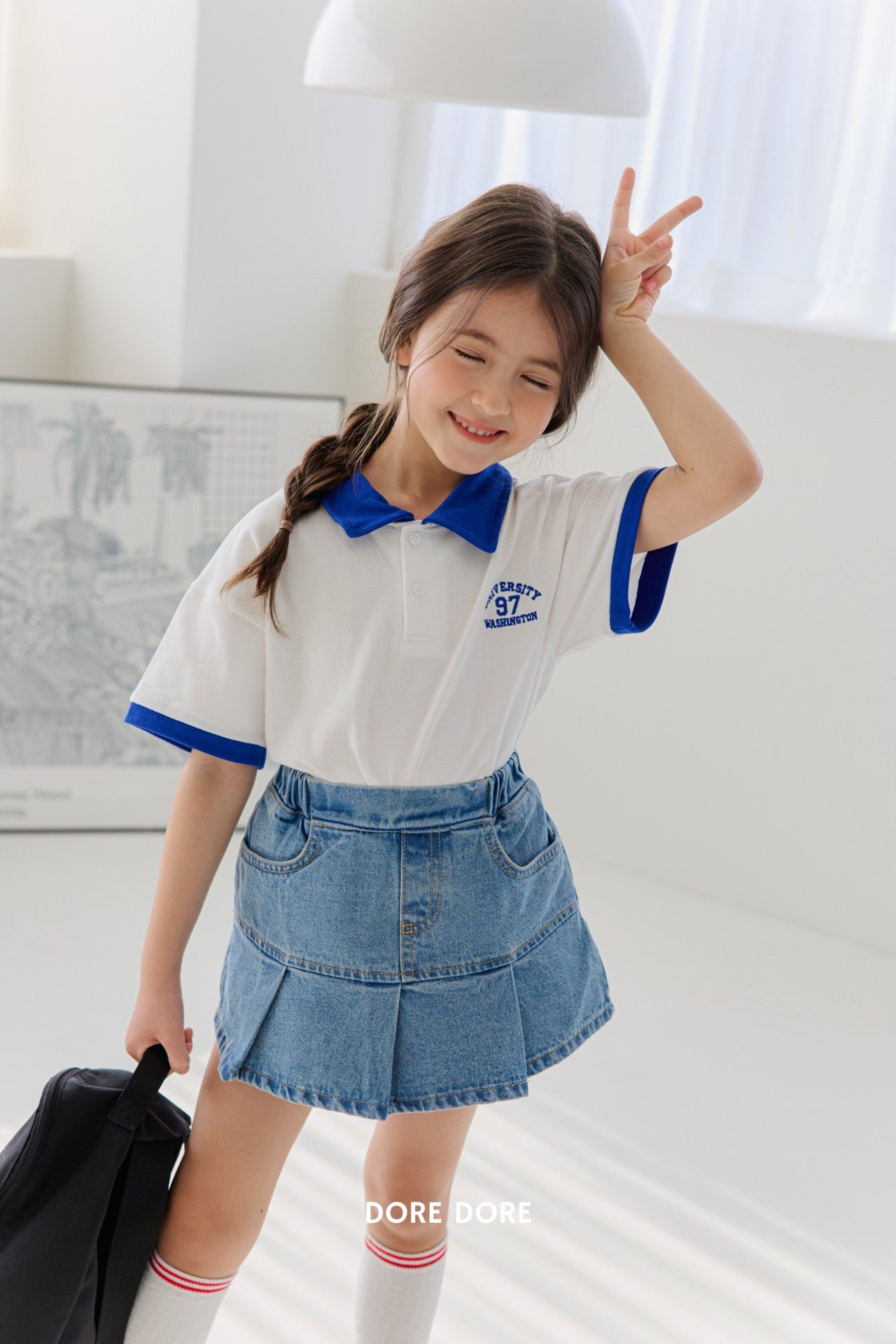 [DOREDORE] Color-block PK collar shirt (13/15) / [도레도레] 배색PK카라티셔츠 (13/15)
