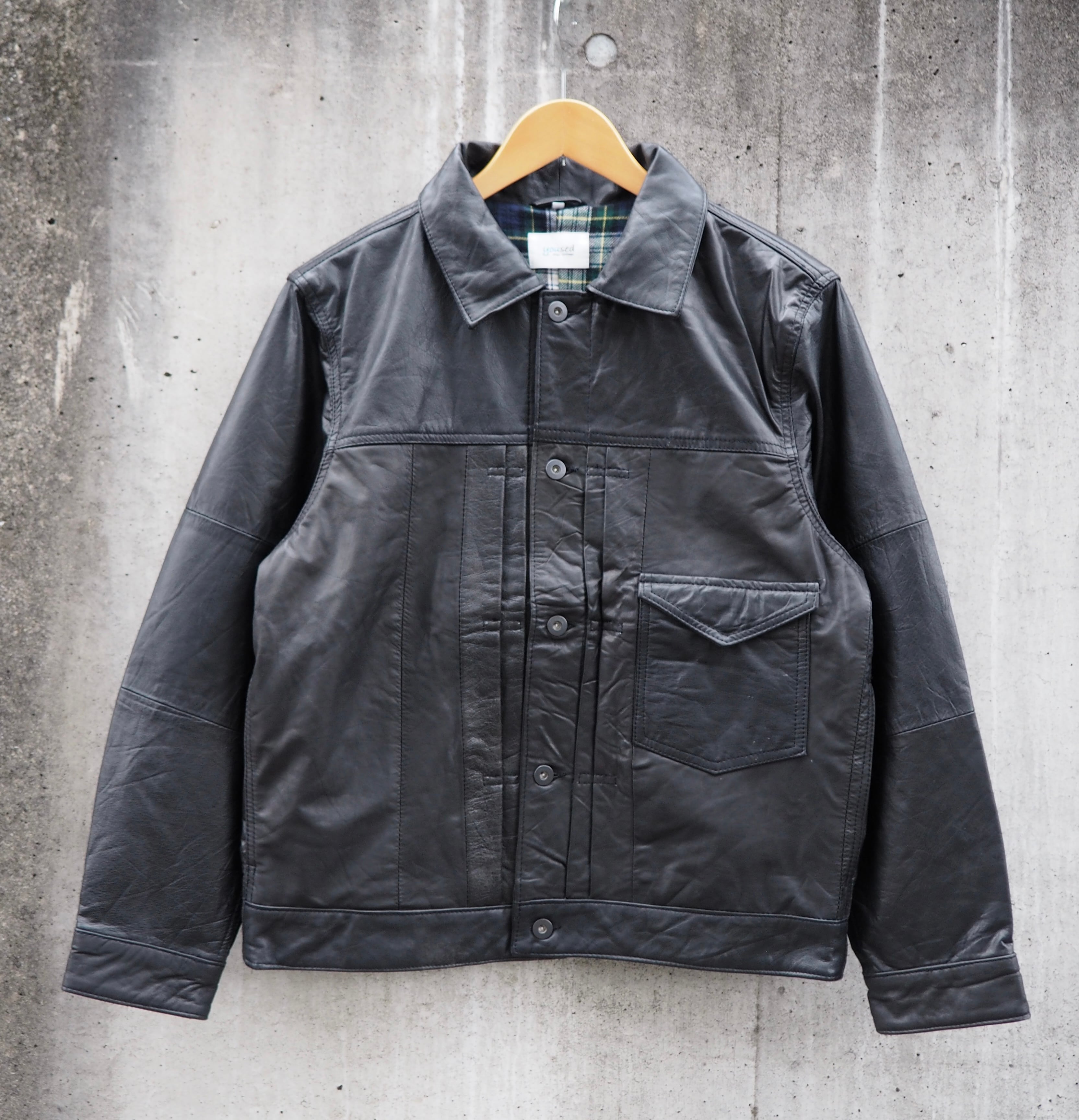 3POCKET 1st LEATHER JKT (BLACK Button)
