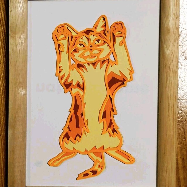 切り絵 カラフル切り絵 猫ちゃん バンザ〜イ! | Miyu工房 Paper Cutting 切り絵 カラフル切り絵 猫ちゃん バンザ〜イ! | Miyu工房 Paper Cutting