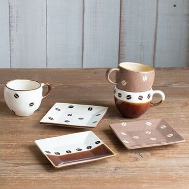 コーヒー豆柄 スクエアプレート BEANS 美濃焼 日本製 お皿 小皿 | Primii