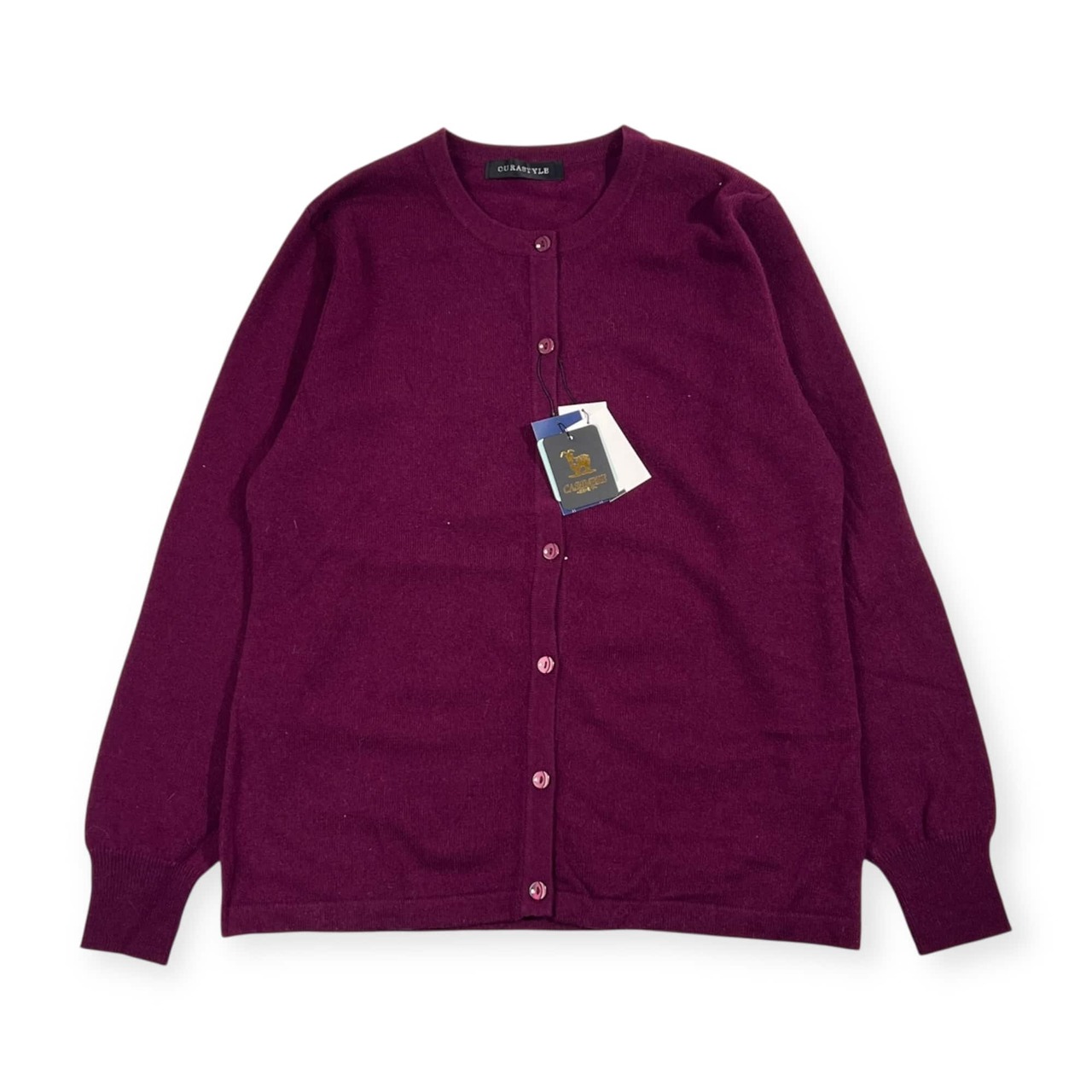 カシミヤ100% 新品 タグ付き CURASTYLE キュアスタイル ニット カーディガン F/パープル レディース