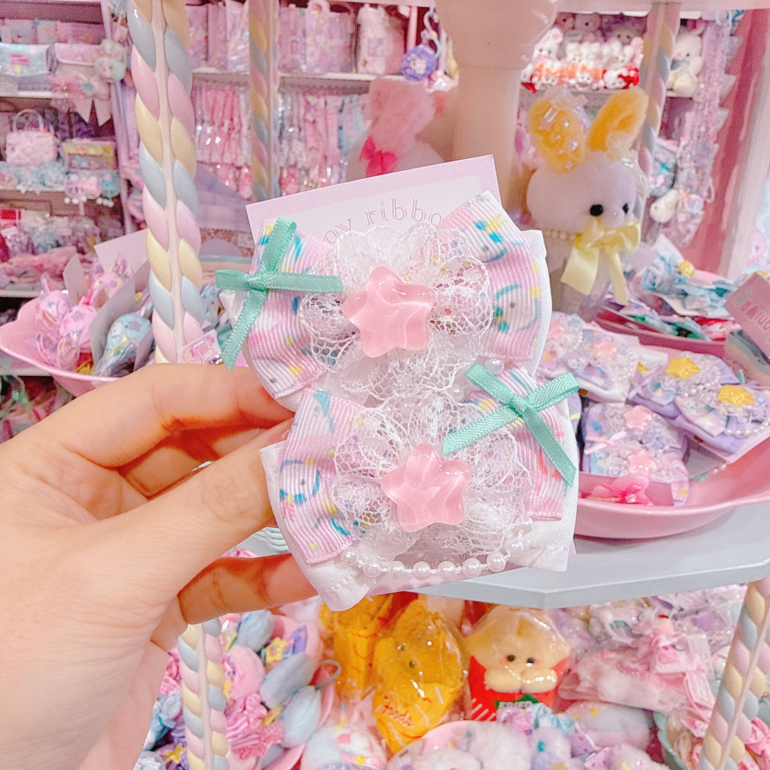 【F7】68-15ツインリボンヘアクリップ