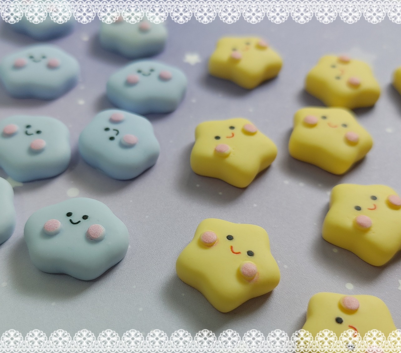 [４個]にっこり雲とお星さま／２種:15mm×19mm/16mm×18mm